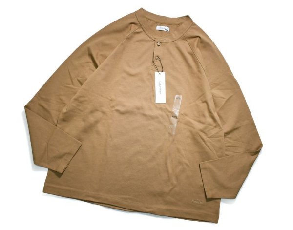 画像1: Calvin Klein Henley Neck L/S T-shirt Brown カルバンクライン (1)