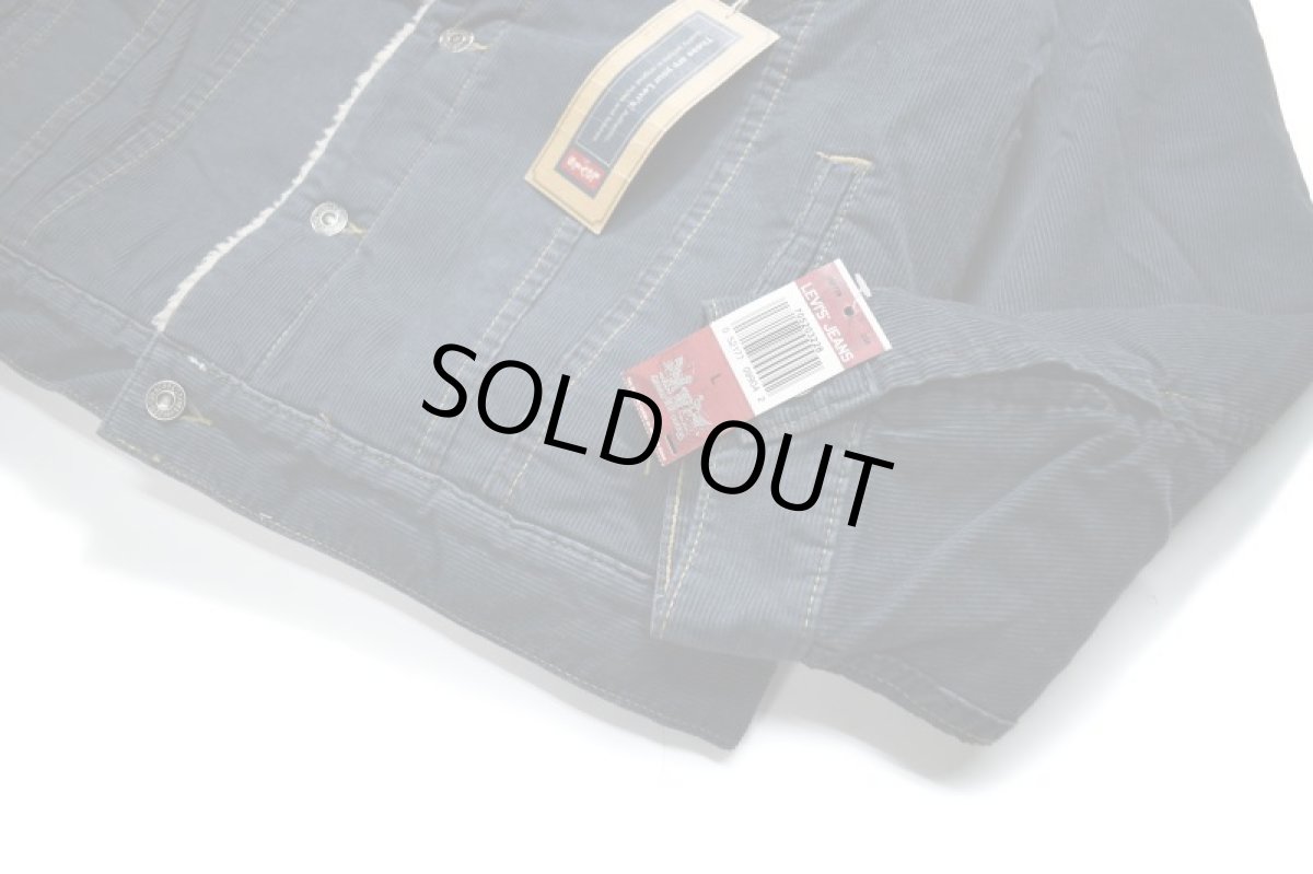 画像3: Deadstock Levi's Corduroy Sherpa Trucker Jacket Navy リーバイス (3)