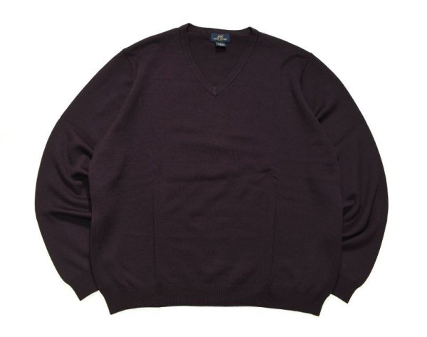 画像1: Used Brooks Brothers V-Neck Wool Knit Sweater Purple (1)
