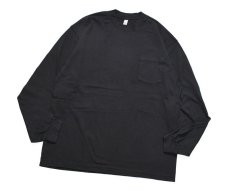 画像1: Los Angeles Apparel Garment Dye 6.5oz L/S Pocket Tee Black ロサンゼルス アパレル (1)