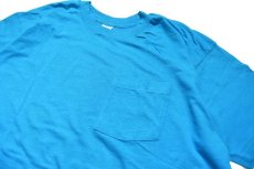 画像2: Used Fruit of the Loom Blank S/S Pocket Tee Sax made in USA (2)