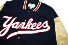 画像2: Used Majestic Melton/Leather Varsity Jacket Navy/Cream "New York Yankees" (2)