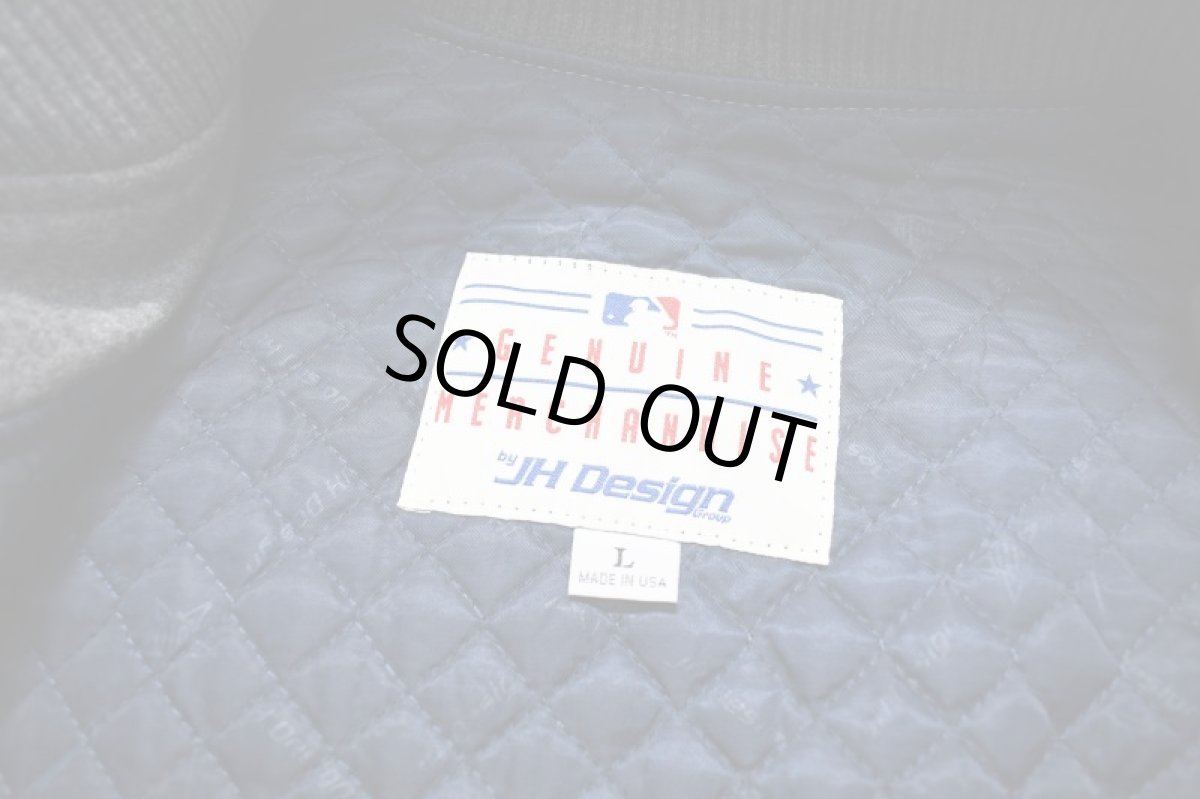 画像4: Deadstock JH Design Melton Varsity Jacket Grey "New York Yankees" made in USA (4)