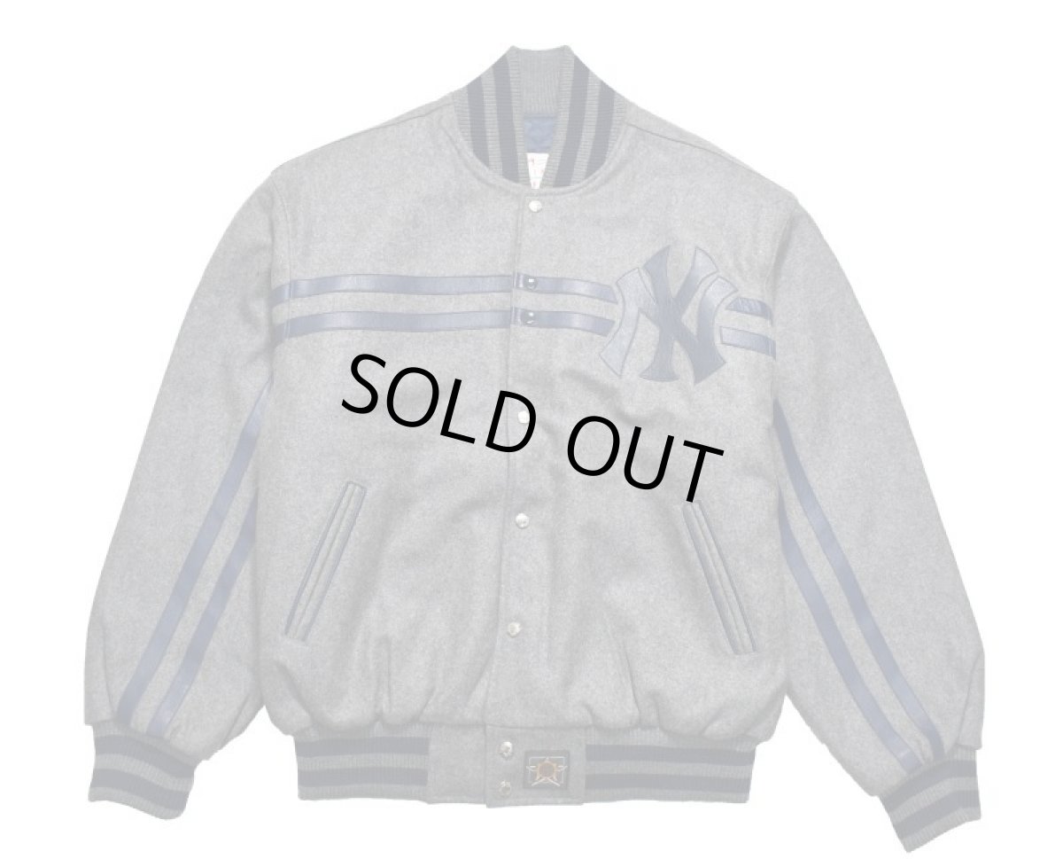 画像1: Deadstock JH Design Melton Varsity Jacket Grey "New York Yankees" made in USA (1)