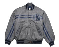 画像1: Deadstock JH Design Melton Varsity Jacket Grey "New York Yankees" made in USA (1)