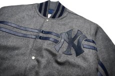 画像2: Deadstock JH Design Melton Varsity Jacket Grey "New York Yankees" made in USA (2)