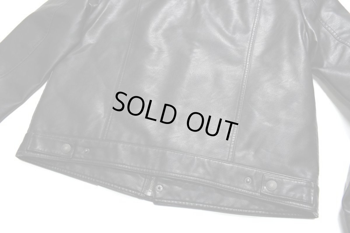 画像7: Levi's Faux Leather Trucker Jacket Black リーバイス (7)