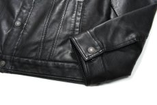 画像3: Levi's Faux Leather Trucker Jacket Black リーバイス (3)