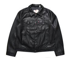 画像1: Levi's Faux Leather Trucker Jacket Black リーバイス (1)