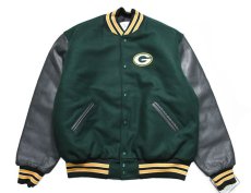 画像1: Deadstock Melton/Leather Varsity Jacket "Green Bay Packers" (1)