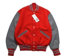 画像1: Deadstock DeLong Melton Varsity Jacket Red/Grey made in USA (1)