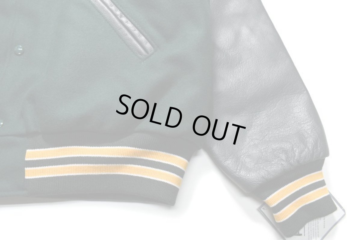 画像3: Deadstock Melton/Leather Varsity Jacket "Green Bay Packers" (3)