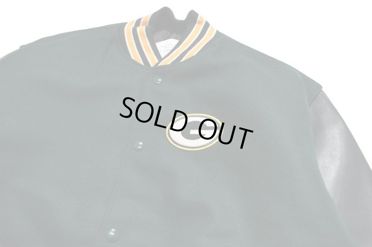 画像2: Deadstock Melton/Leather Varsity Jacket "Green Bay Packers" (2)