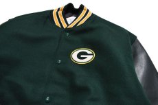 画像2: Deadstock Melton/Leather Varsity Jacket "Green Bay Packers" (2)
