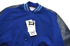 画像2: Deadstock DeLong Melton/Leather Varsity Jacket Blue/Blue made in USA (2)