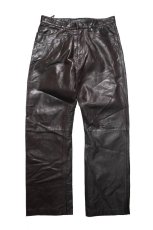 画像1: Used Gap Boot Fit Leather Pants Dark Brown (1)
