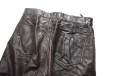 画像4: Used Gap Boot Fit Leather Pants Dark Brown (4)
