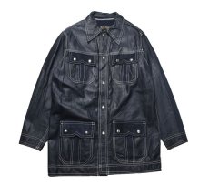 画像1: Used Sears Leather Coat Navy (1)