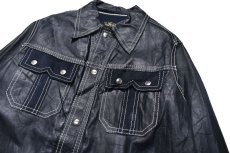 画像2: Used Sears Leather Coat Navy (2)