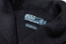 画像4: Used Polo Ralph Lauren Cotton Shawl Collar Knit Sweater Navy ラルフローレン (4)