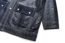 画像3: Used Sears Leather Coat Navy (3)