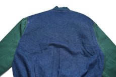 画像6: Deadstock Tri Mountain Denim Varsity Jacket #7700 Indigo/Green (6)