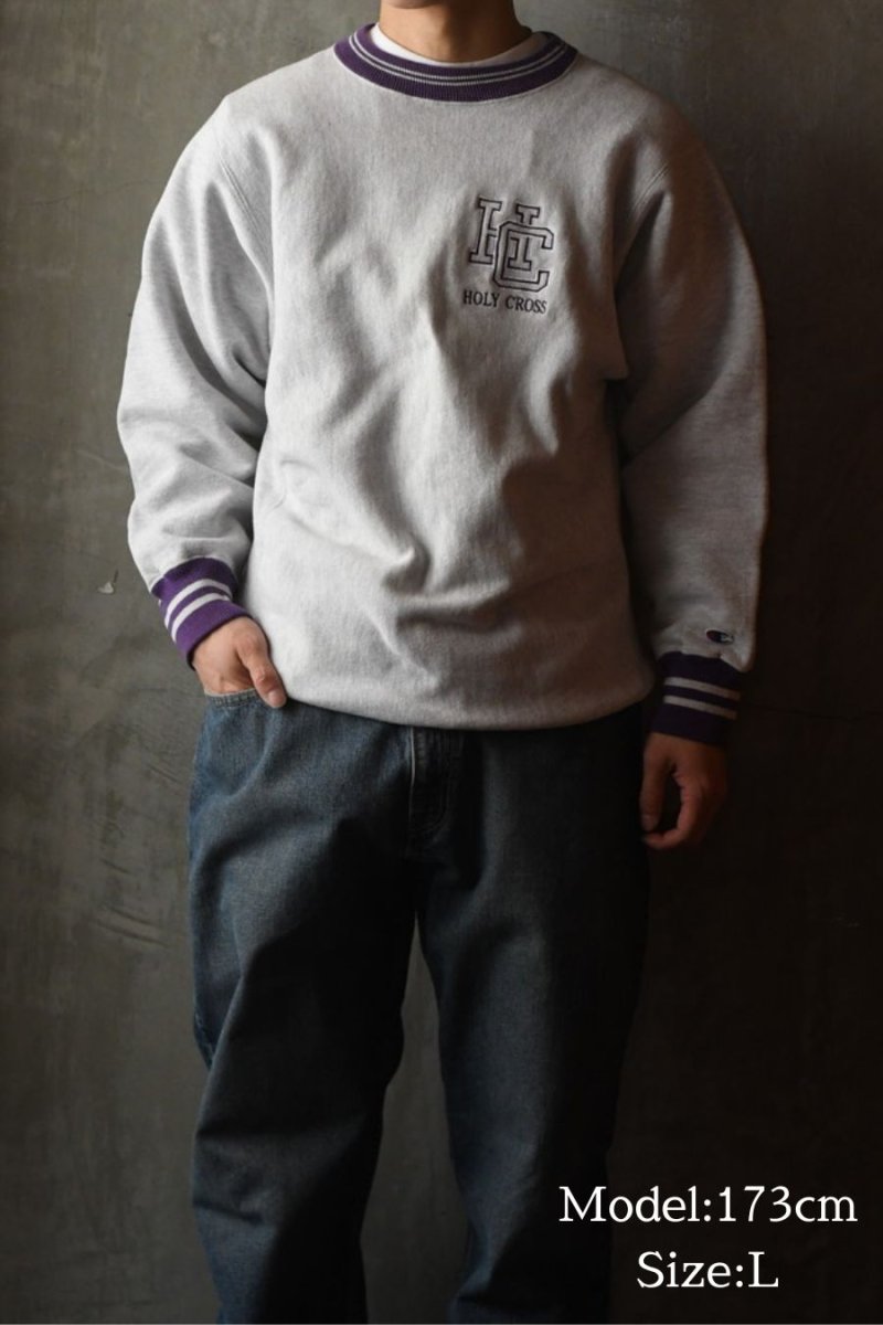 画像5: 90s Used Champion Reverse Weave Rib Border Sweat "Holy Cross" Shirt made in USA (5)