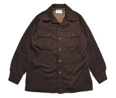 画像1: Used Time Out by Farah Open Collar Shirt Brown made in USA (1)