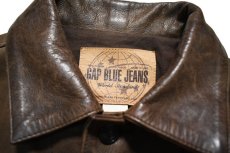 画像4: Used Gap Leather Trucker Jacket Brown (4)