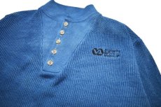 画像2: Used L.L.Bean Henley Neck Knit Indigo Dye made in USA (2)