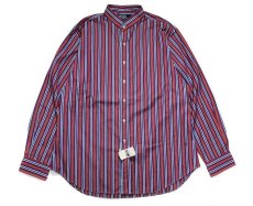 画像1: Deadstock Ralph Lauren Band Collar Stripe Shirt "Regent" ラルフローレン (1)
