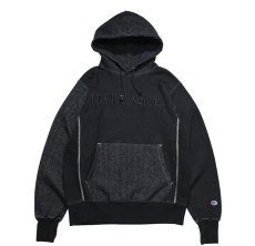 画像1: Used Champion Reverse Weave Pullover Sweat Hoodie Black Over Dye "Hello.Again." (1)