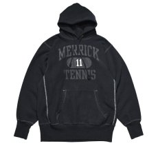 画像1: Used Camber Pullover Sweat Hoodie Black Over Dye "Merrick Tennis" made in USA (1)