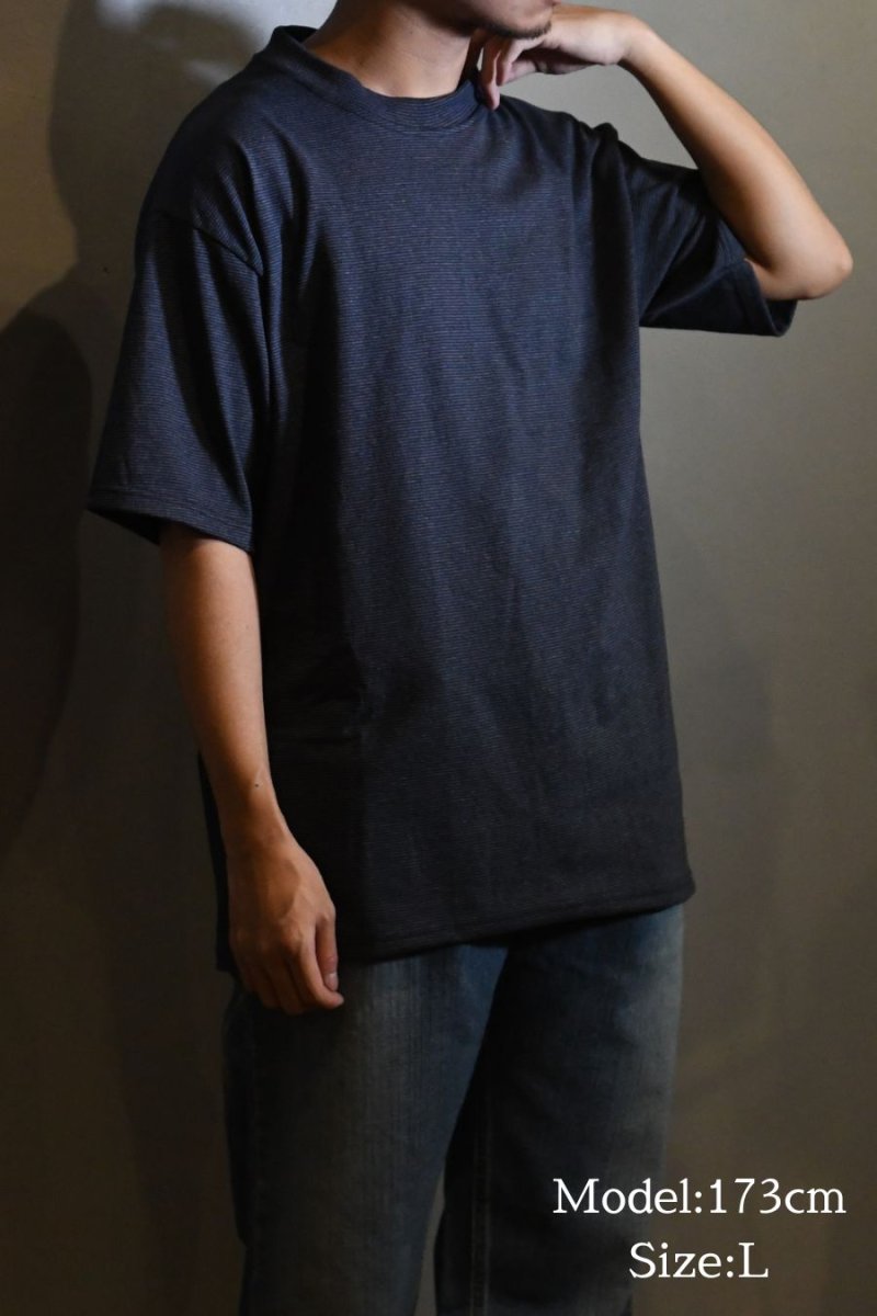 画像5: Cal Cru S/S Micro Border T-Shirt Navy カルクルー (5)