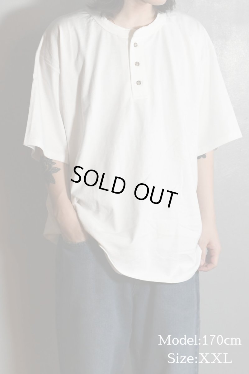 画像5: Cal Cru Oversized S/S 3Button Henley T-Shirt White カルクルー (5)