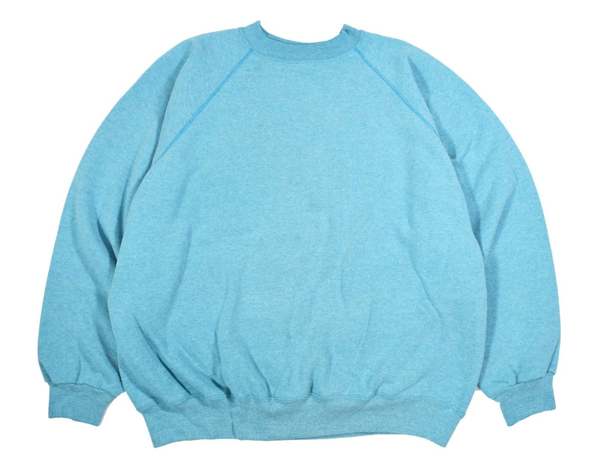 画像1: Used Hanes Raglan Sleeve Blank Sweat Shirt Turquoise made in USA (1)