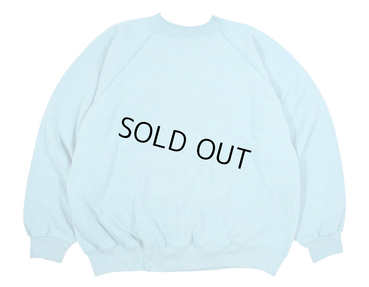 画像1: Used Hanes Raglan Sleeve Blank Sweat Shirt Turquoise made in USA (1)