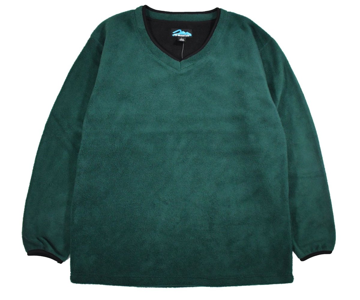 画像1: 【SALE】Deadstock Tri Mountain V-Neck Fleece Pullover #7400 Green (1)
