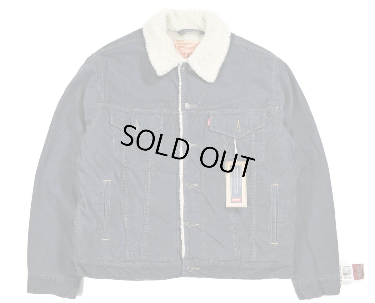 画像1: Deadstock Levi's Corduroy Sherpa Trucker Jacket Navy リーバイス (1)
