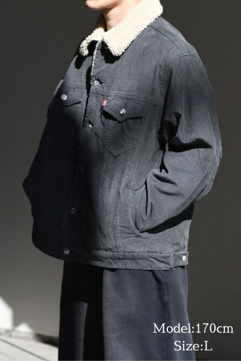 画像6: Deadstock Levi's Corduroy Sherpa Trucker Jacket Charcoal リーバイス (6)