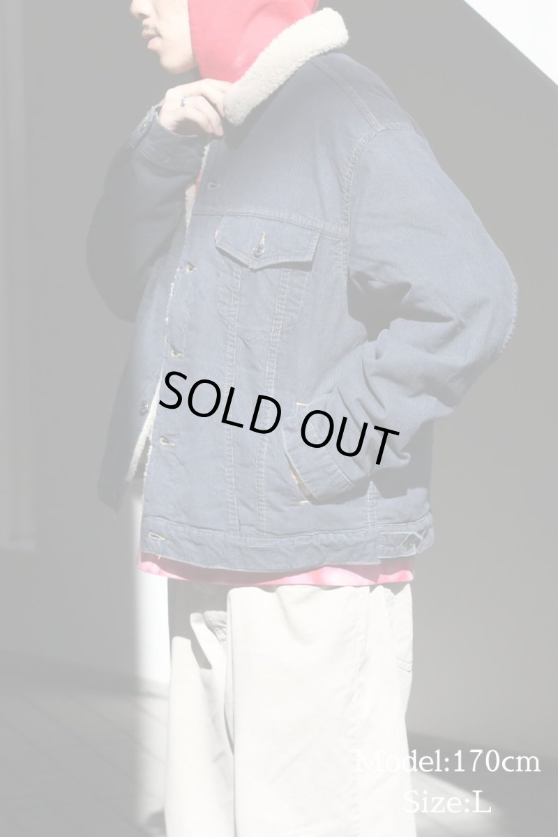 画像6: Deadstock Levi's Corduroy Sherpa Trucker Jacket Navy リーバイス (6)