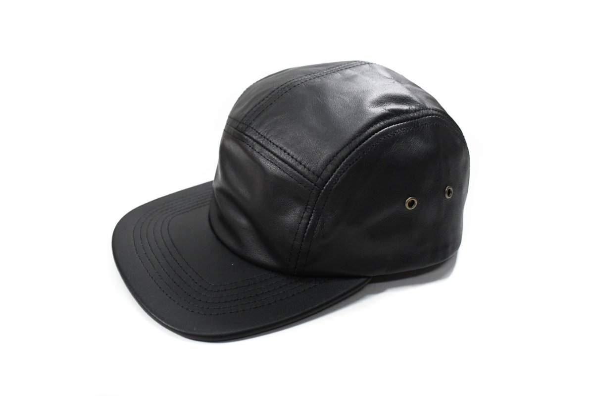 画像2: Winner Caps 5 Panel Leather Camp Cap Black (2)