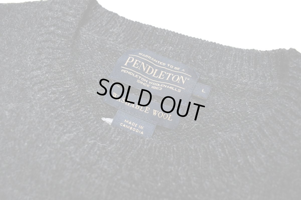 画像4: Pendleton Shetland Washable Wool Crewneck Knit Sweater Black Heather ペンドルトン (4)