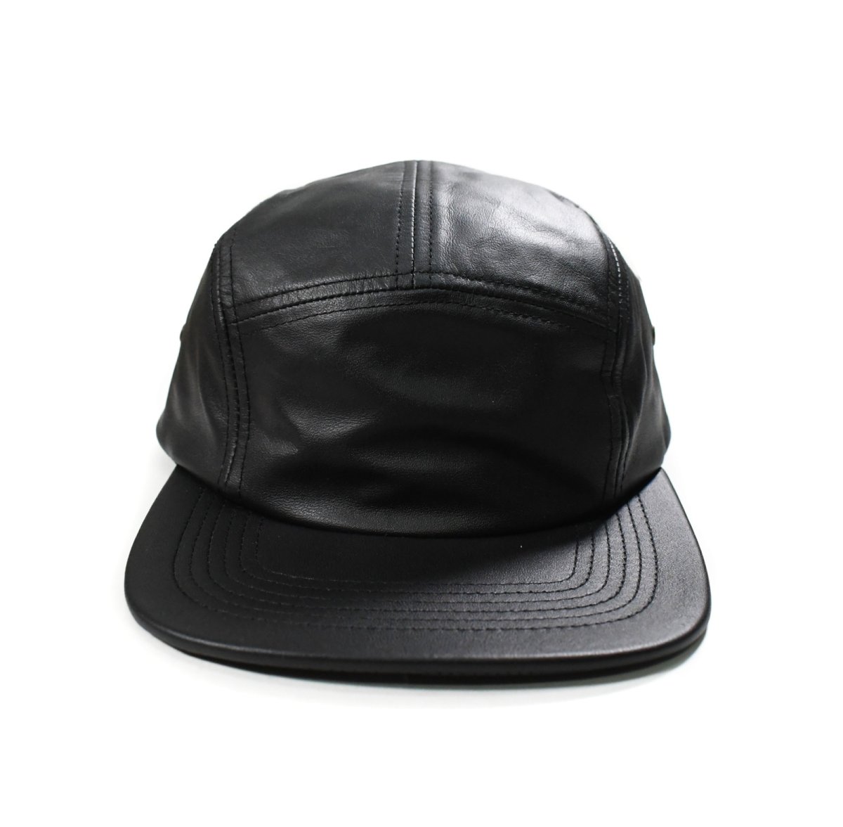 画像1: Winner Caps 5 Panel Leather Camp Cap Black (1)