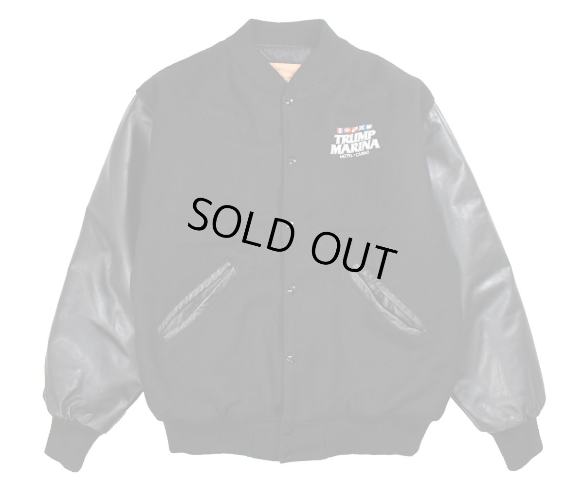 画像1: Used Carroll Original Wear Melton/Leather Varsity Jacket "Trump Marina" made in USA (1)
