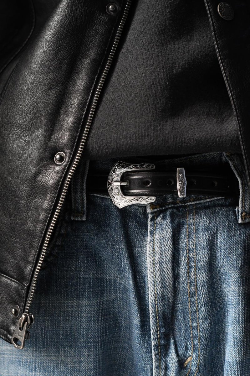 画像6: Tory Leather 3-Piece Silver Buckle Belt Black 2244 トリーレザー (6)