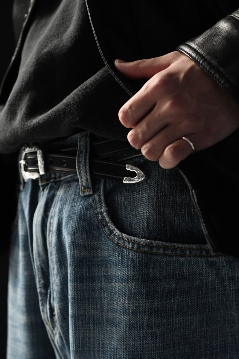 画像7: Tory Leather 3-Piece Silver Buckle Belt Black 2244 トリーレザー (7)