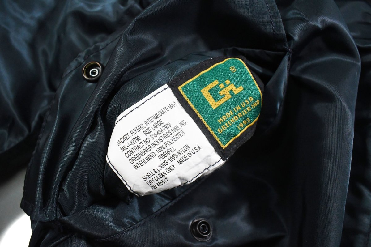 画像6: Deadstock GREENBRIER MA-1 Flight Jacket Navy made in USA (6)