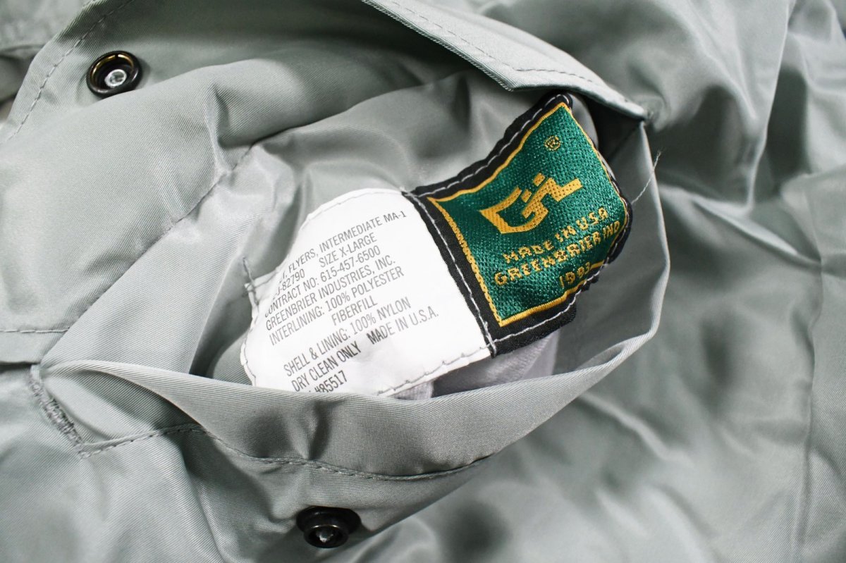 画像6: Deadstock GREENBRIER MA-1 Flight Jacket Sage made in USA (6)