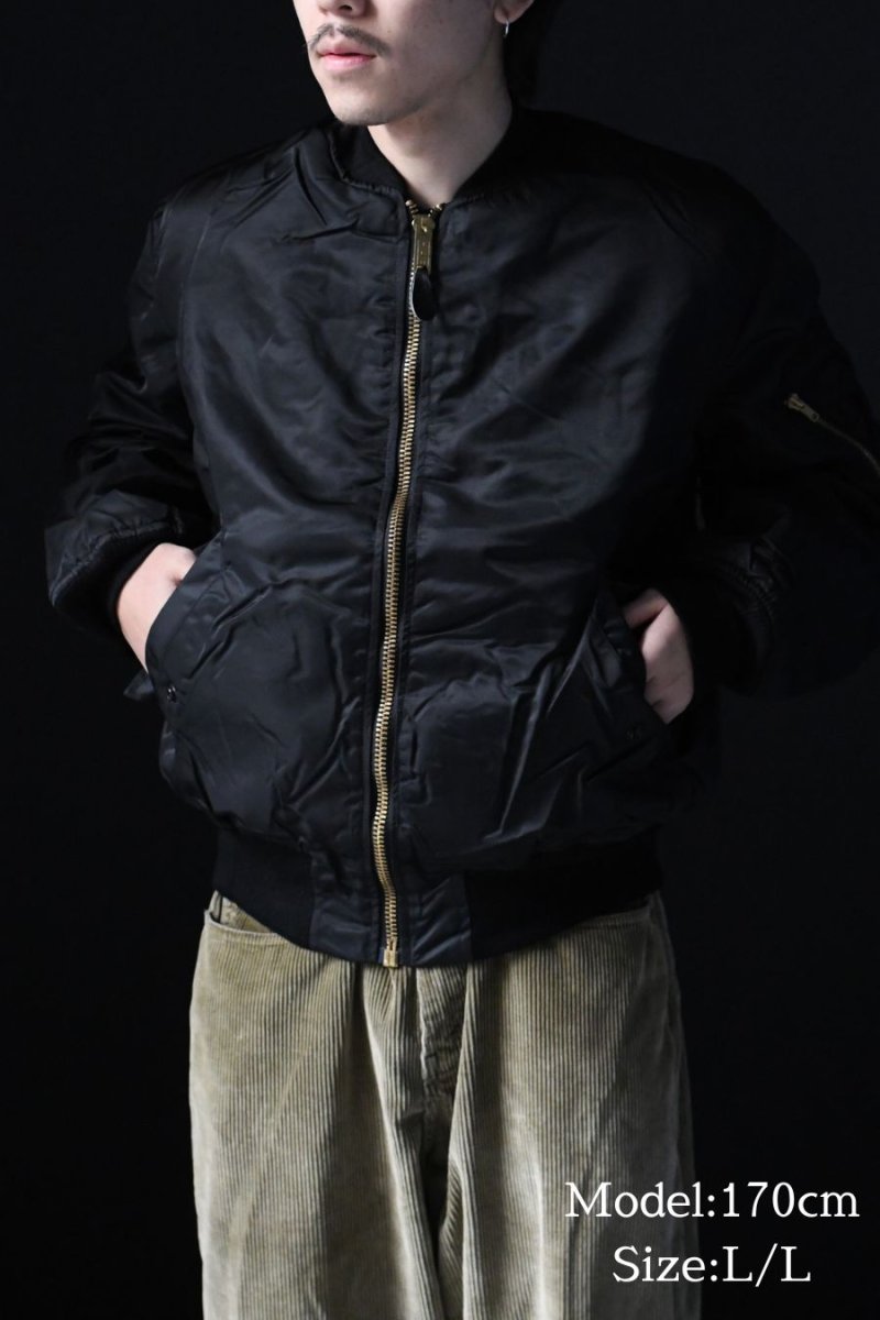 画像7: Deadstock Winfield International MA-1 Flight Jacket Black Long Type (7)